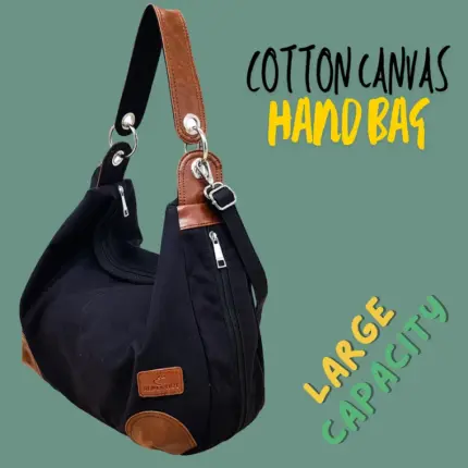 Rh-01 Black Cotton Canvas Ladies Hand